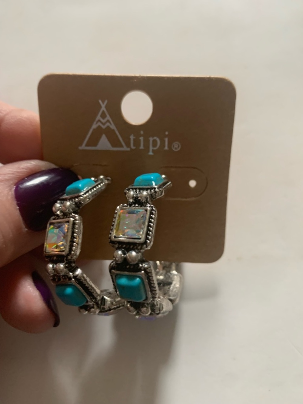 Tipi Turquoise & Opal-Accent Hoop Earrings
